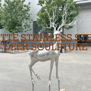 Matte Stainless Steel Deer Sculpture
