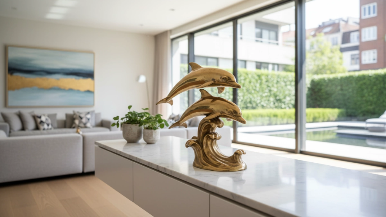 brass dolphin sculpture
