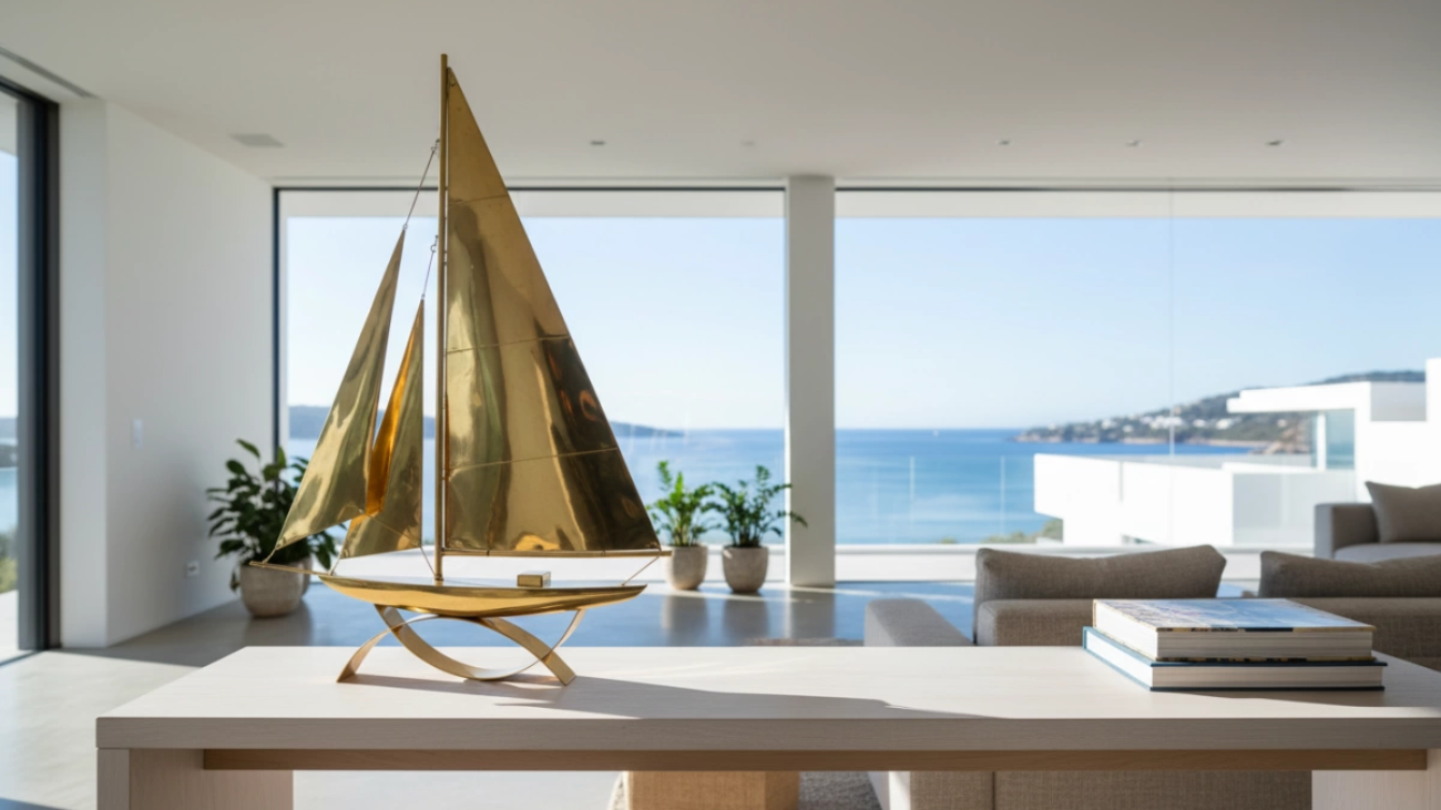 brass sailboat sculpture