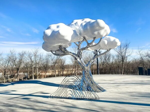 Garden Deco Stainless Steel Cloud Tree Sculpture